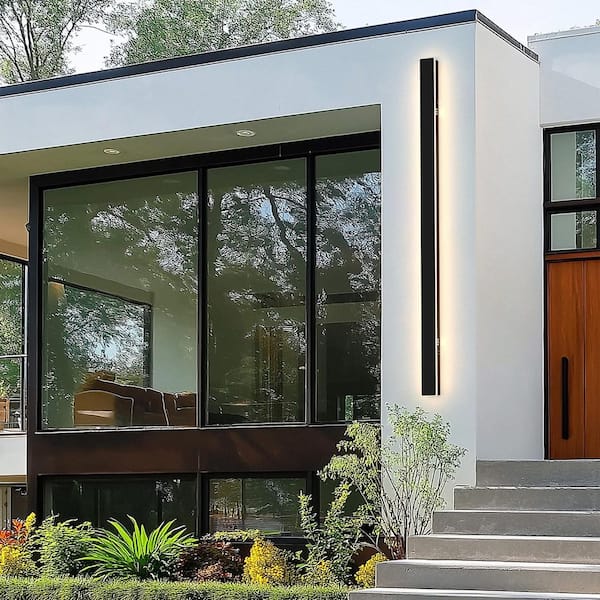 24 in. 30-Watts Black Outdoor Waterproof Hardwired Linear Integrated LED Wall Lantern Sconce, 3000K Warm White