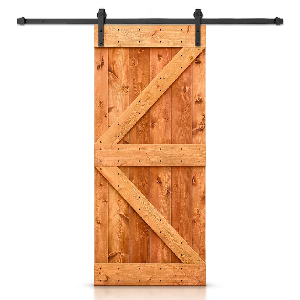 32 in. x 80 in. Distressed K Series Solid Core Red Walnut Stained DIY Wood Interior Sliding Barn Door with Hardware Kit price history on PriceWatchPro