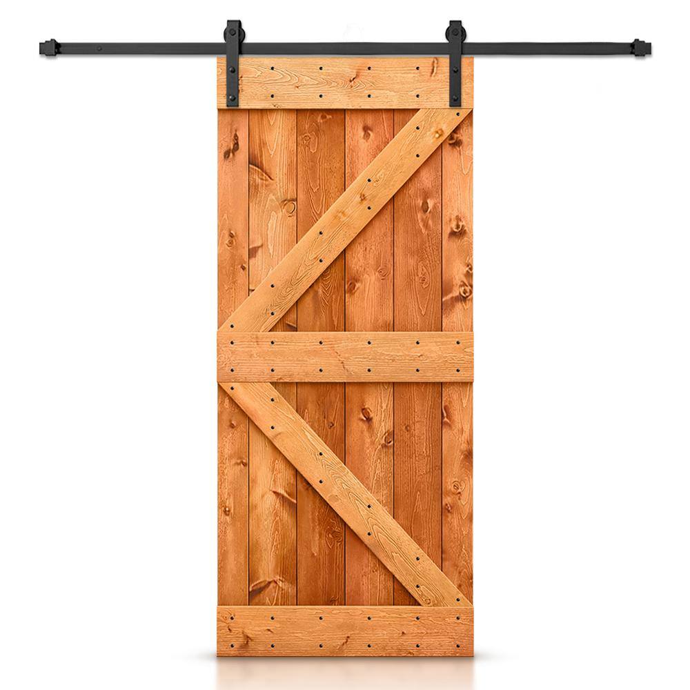 44 in. x 80 in. Distressed K Series Solid Core Red Walnut Stained DIY Wood Interior Sliding Barn Door with Hardware Kit price history on PriceWatchPro