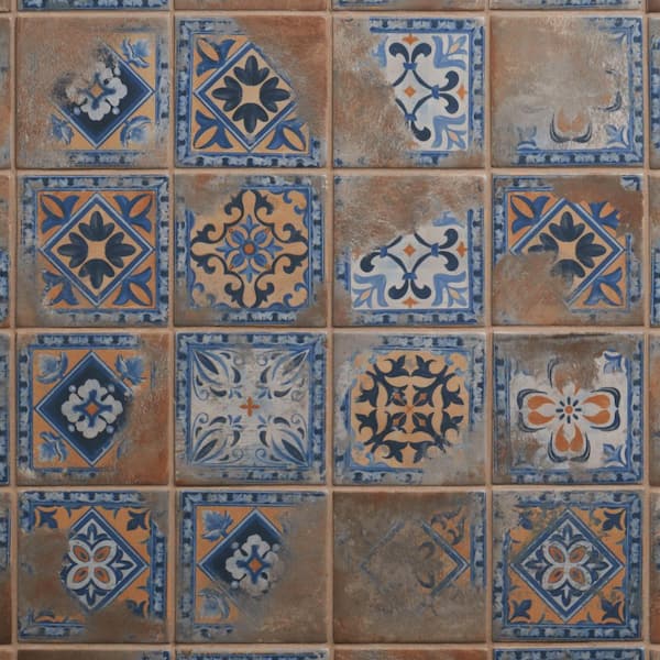 Casablanca Medina Multicolor 3.39 in. x 3.93 in. Square Matte Porcelain Floor and Wall Tile (4.73 sq. ft./ Case)