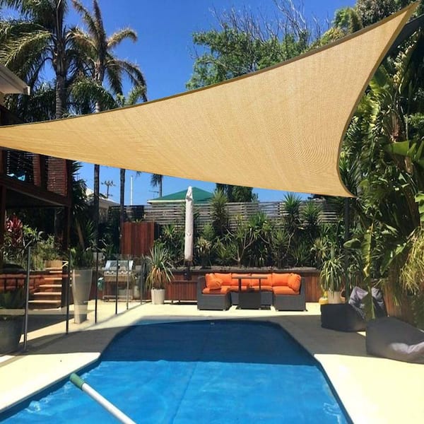 Artpuch 20 ft. x 20 ft. x 20 ft. 185 GSM Sand Equilteral Triangle UV Block Sun  Shade Sail for Yard and Swimming Pool etc. 1-APST202010 - The Home Depot