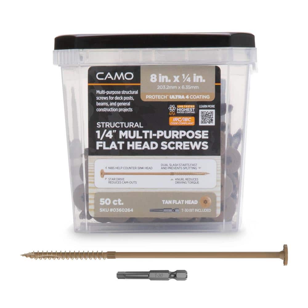 1/4 in. x 8 in. Star Drive Flat Head Multi-Purpose Structural Wood Screw - PROTECH Ultra 4 Exterior Coated (50-Pack) price history on PriceWatchPro