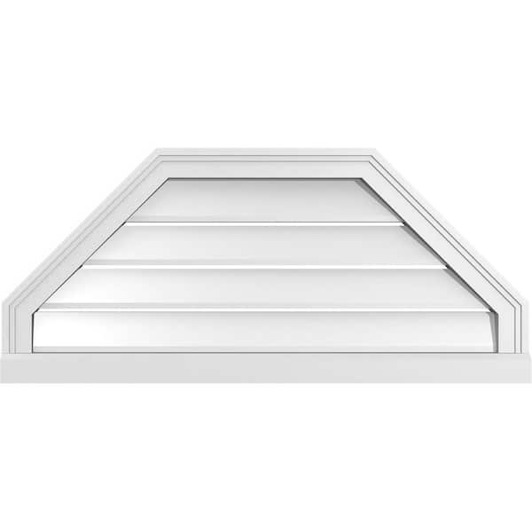 Ekena Millwork 36" x 16" Octagonal Top Surface Mount PVC Gable Vent: Functional with Brickmould Sill Frame