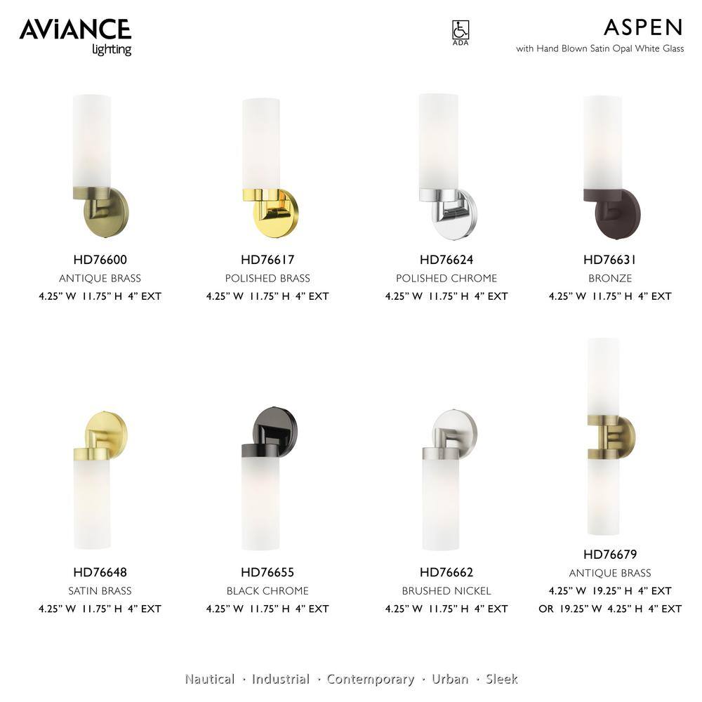 Aero Bronze 1-Light Wall Sconce with Satin Opal White Glass