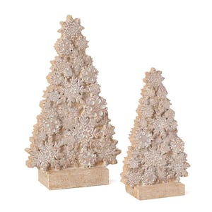 18.25 in. & 13.25 in. Brown Resin Snowflake Tree - Set of 2