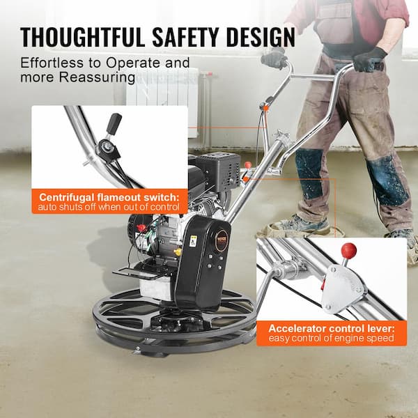 VEVOR Power Walk-Behind Cement Trowel 55 in. L x 24 in. W 6
