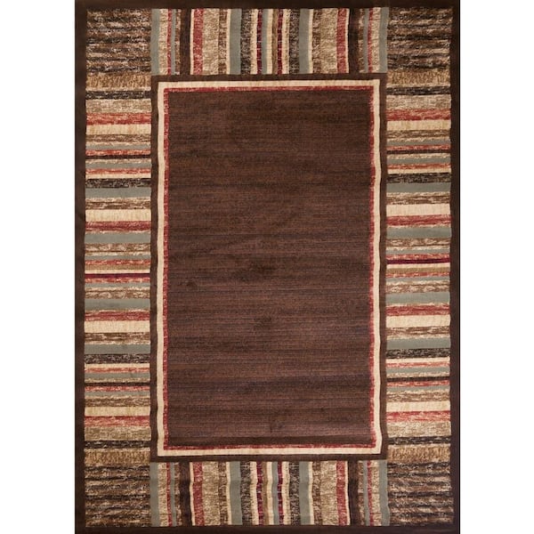 Concord Global Trading Soho Border Brown 5 ft. x 7 ft. Area Rug