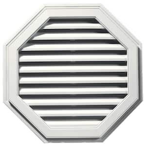 32 in. x 32 in. Octagon White Plastic UV Resistant Gable Louver Vent