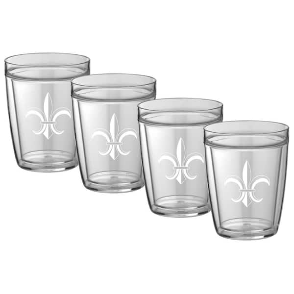 Kraftware Kasualware 14 oz. Doublewall Short Drink Fleur de Lis Set/4