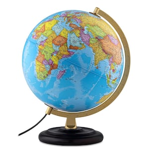 Navigator Plus 16 in. Tall x 12 in. Diameter Illuminated Decorative Desktop World Globe