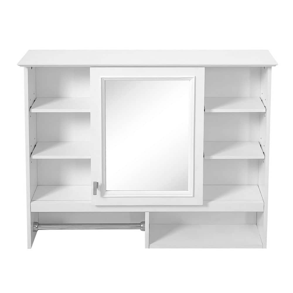 White 35 in. W x 28.74 in. H Rectangular Medicine Cabinet with Mirror, Metal Knob, Soft-Closing Hinges and Towel Rack price history on PriceWatchPro