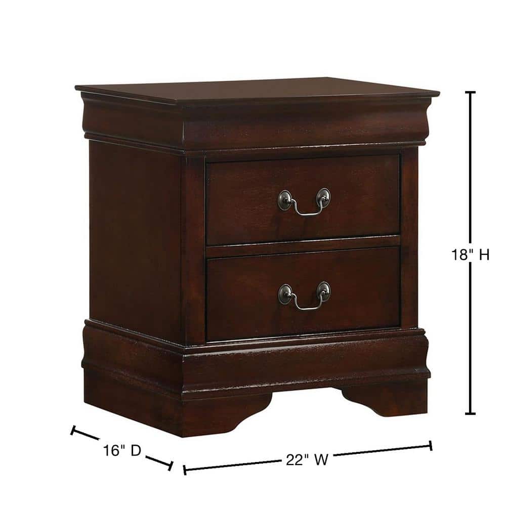 Ellington Transitional Cherry 2-Drawer Nightstand in Sleek Black