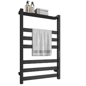 Electric Towel Warmer Wall Mount Heated Towel Rack 6 Bars With A Shelf Plug in Hardwired