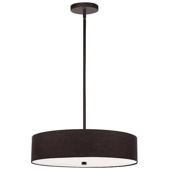 Dainolite Everly 4 Light Matte Black Shaded Pendant Light with Black HardBack Shade