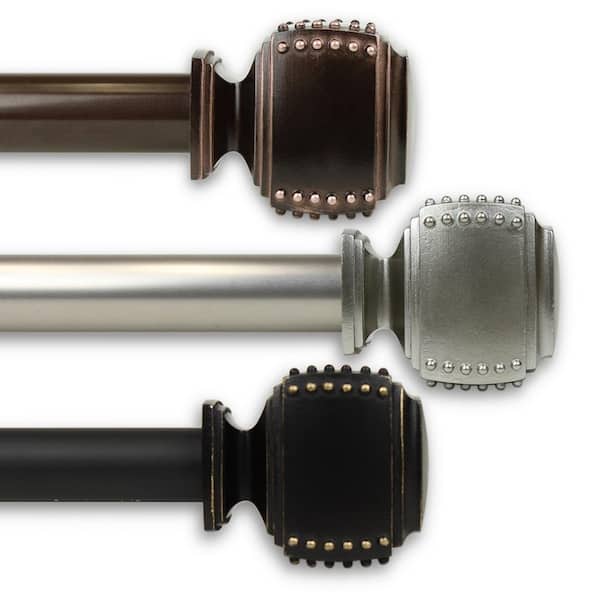 Rod Desyne Studded 1 in. Single Curtain Rod 160 in. to 240 in. in Bronze