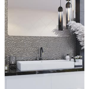 Silver 12.2 in. x 12.2 in. Polished Penny Round Glass Mosaic Floor and Wall Tile (50 Cases/516.81 sq. ft./Pallet)