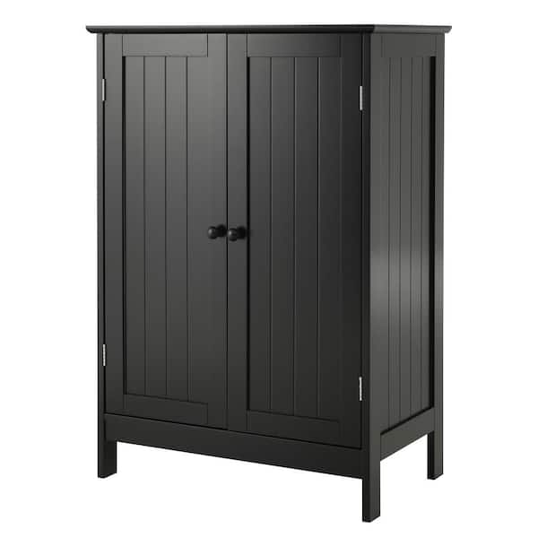 Ktaxon Bathroom Floor Cabinet Wooden with 1 Door & 3 Shelves, Free Standing Wooden Entryway Cupboard