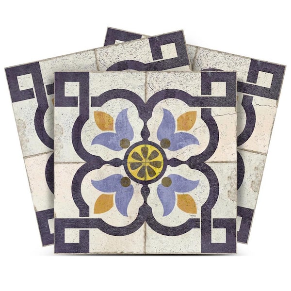MI ALMA Medium Slate Blue, Beige, and Dark Goldenrod R78 4 in. x 4 in. Vinyl Peel and Stick Tile (24-Tiles, 2.67 sq. ft./pack)