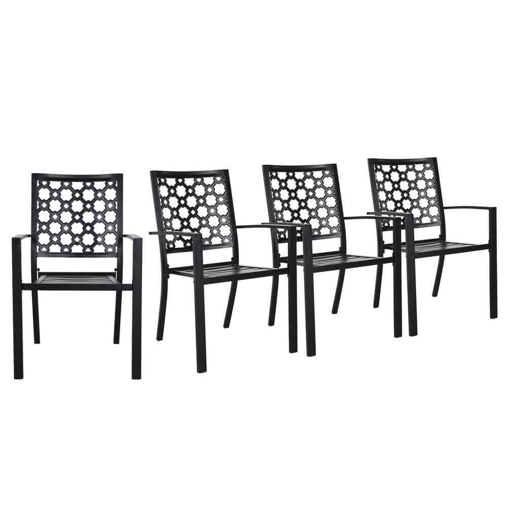 MEOOEM Outdoor Dining Chair Patio Chair, Wrought Iron Metal Bistro