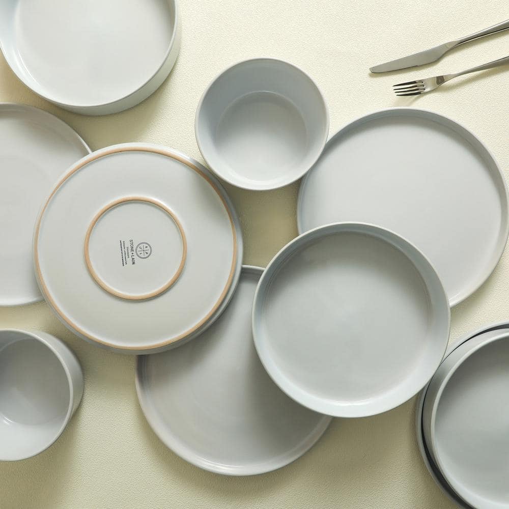 Celina 12-Piece Dinnerware Set Stoneware, Service for 4, White