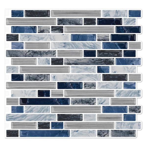 Yipscazo Classical Vinyl Collection Dark Blue 10 in. x 10 in. Vinyl Peel and Stick Tile (6.9 sq. ft./10-Sheets)