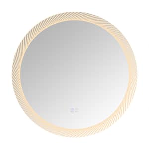 23.6 in. W x 23.6 in. H Round Frameless Anti-Fog LED Light Wall Bathroom Vanity Mirror