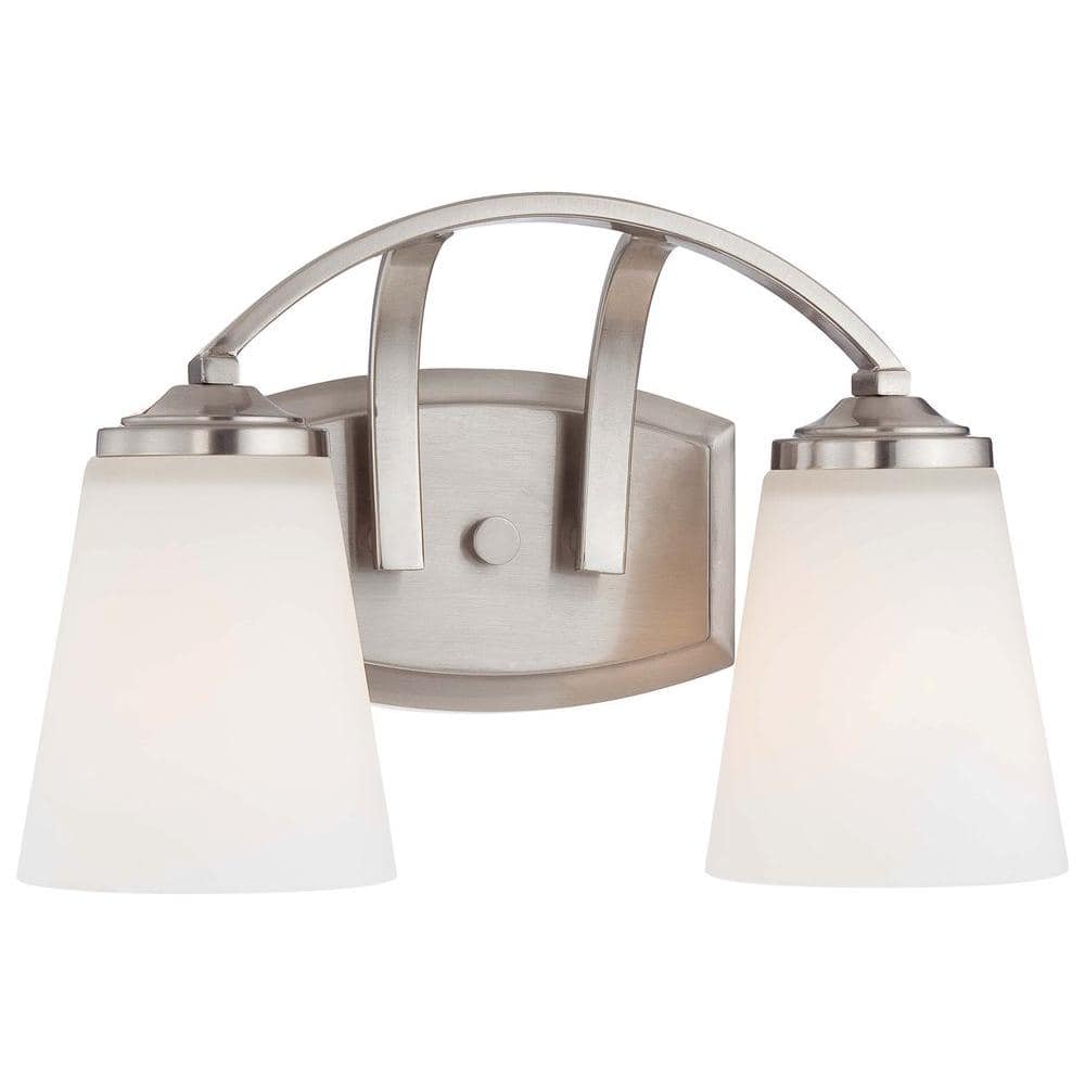 Brushed Nickel 2-Light Dimmable Bathroom Vanity Fixture