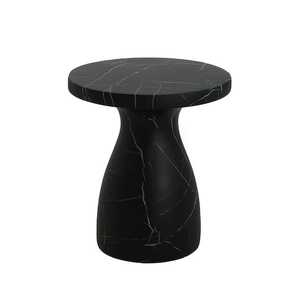 Black Round MGO 23 in. H Outdoor Side Tables for Patio, Garden, Backyard