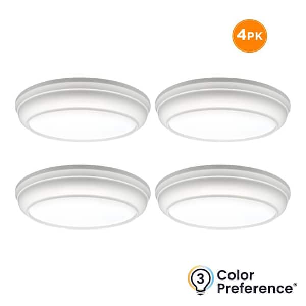 4-Pack MIDWEST 13 in. LED Flush Mount Ceiling Light, 1800LM, 22W, Selectable 3000K 4000K 5000K, White, Round, Beveled
