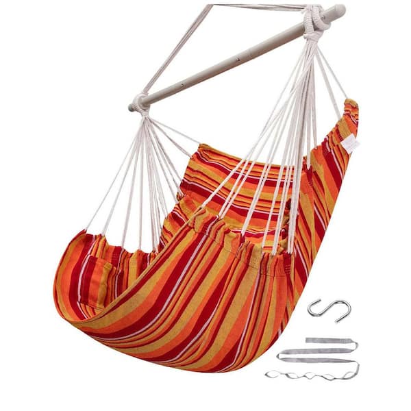Unbranded Hammock Chair Swing Hanging Hammock Chair Rope Swing Red and Yellow