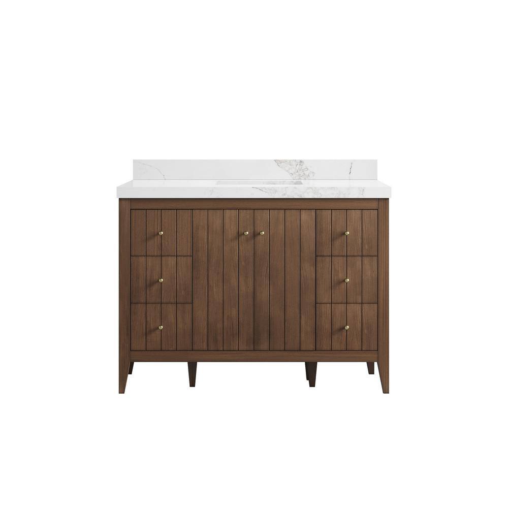 Atlanta Teak 48 in. W x 22 in. D x 36 in. H Single Sink Bath Vanity in Dark Natural with 2 in. Calacatta Nuvo qt. Top price history on PriceWatchPro