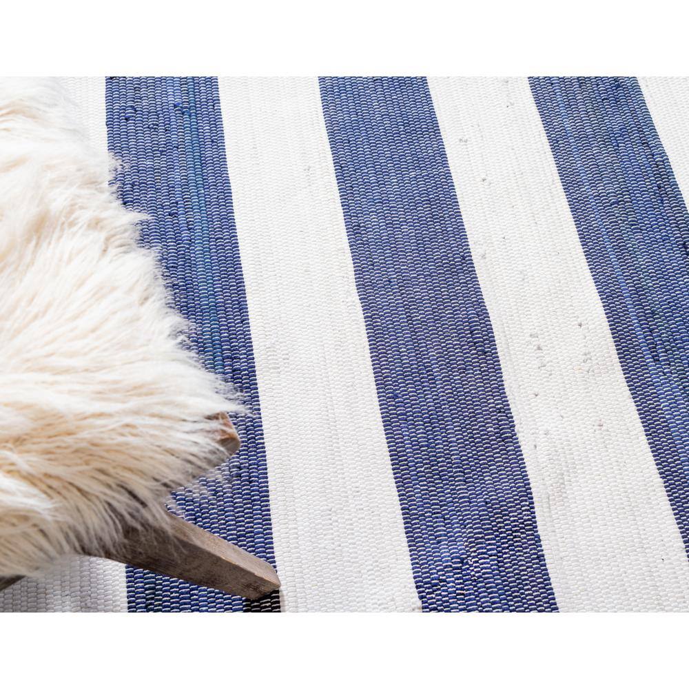 Handwoven Navy Blue Stripe Indoor Runner with Recycled Cotton