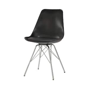 Lowry Collection Black and Chrome Dining Chair (Set of 2)