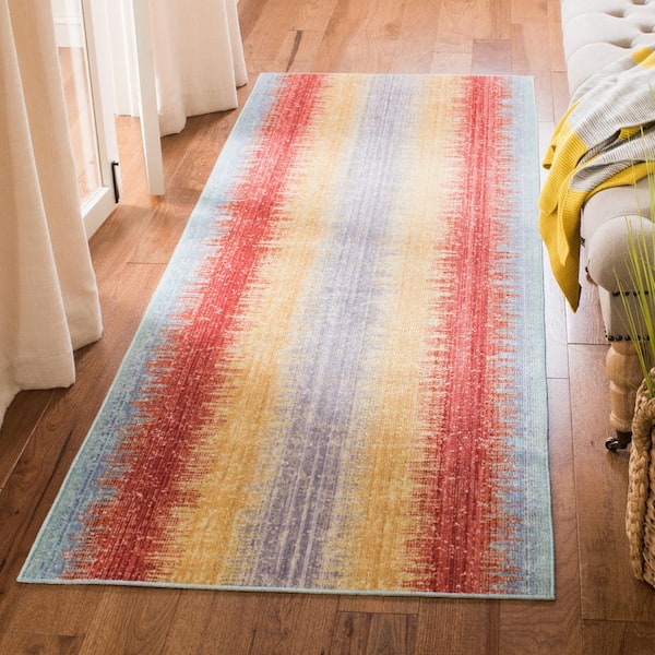 Windsor 3 ft. x 8 ft. Yellow/Purple Gradient Striped Runner Rug