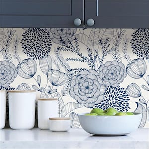 Navy Secret Garden Peel And Stick Wallpaper