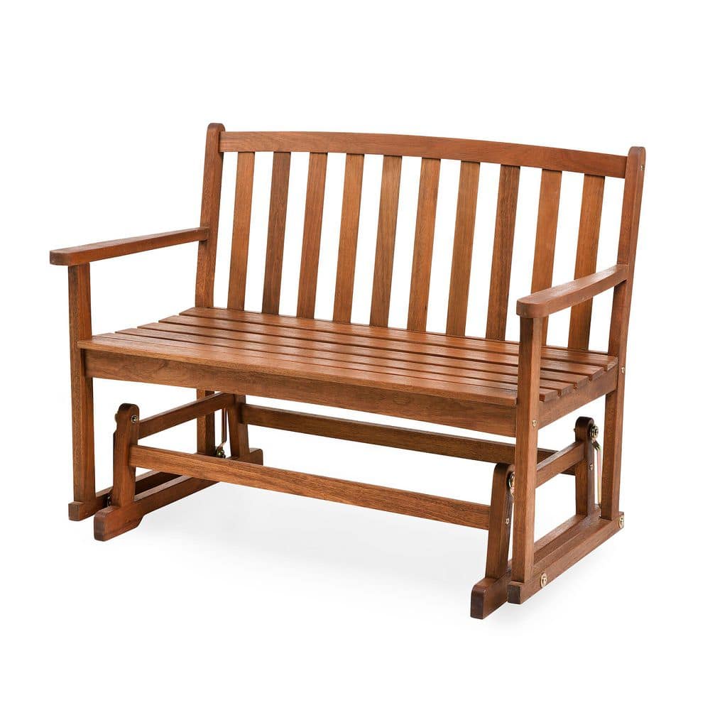 Lancaster 47 in. Natural Eucalyptus Wood Outdoor Love Seat Glider price history on PriceWatchPro