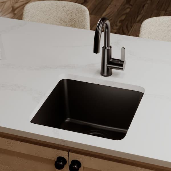 Black Quartz/Granite 17 in. Undermount Bar Sink