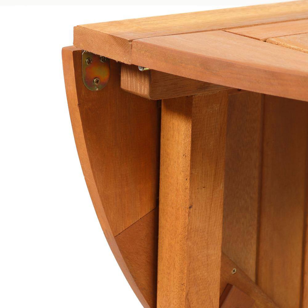 Malaysian Hardwood Round Gateleg Patio Table with Teak Oil Finish