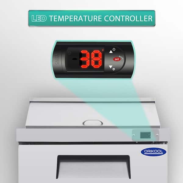 29 in. 8 cu. ft. Commercial Refrigerators Sandwich Prep Table in Stainless Steel Silver with Butcher Block Cutting Board