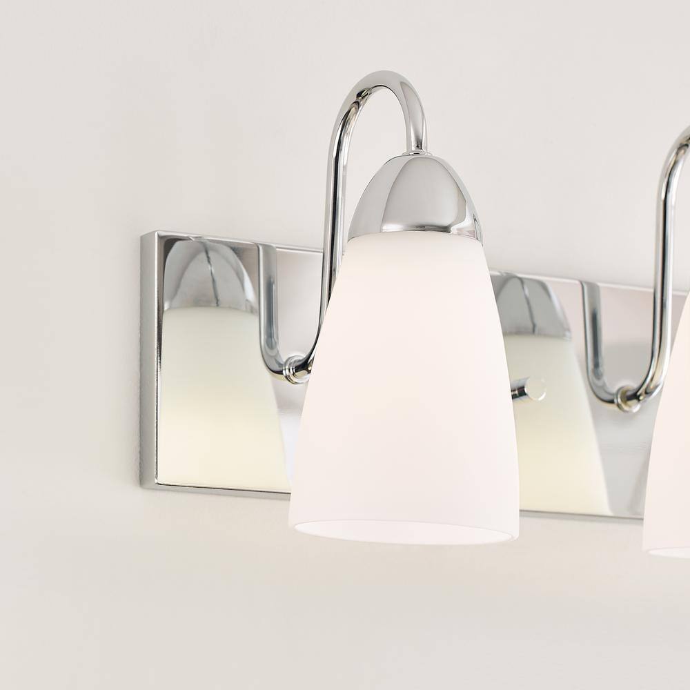 Seville 2-Light Chrome Vanity Light with Etched Glass Shade