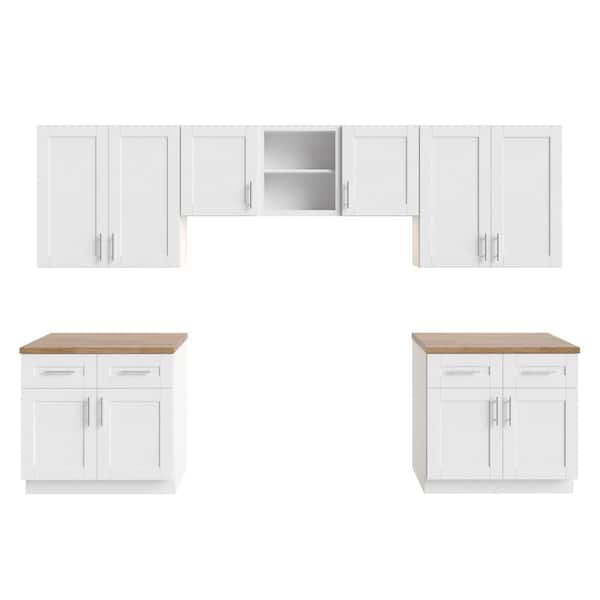 MILL'S PRIDE Richmond Verona White Plywood Shaker Ready to Assemble Base Kitchen Cabinet Laundry Room 132 in W x 24 in D x 102 in H