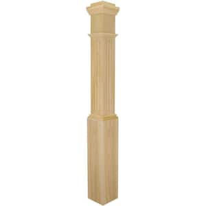 Stair Parts 4092 55 in. x 6-1/4 in. Unfinished Poplar Fluted Box Newel Post for Stair Remodel