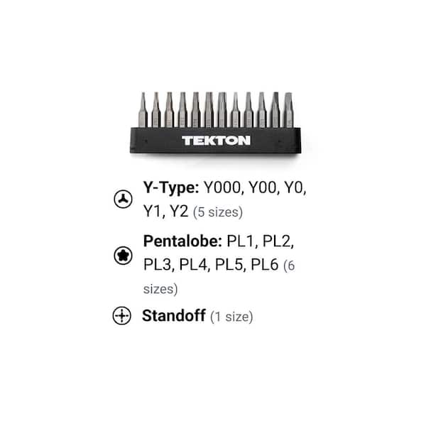 TEKTON 4 Mm Elektronik-Bit-Set Mit Schiene, 12-teilig (Y000-Y2, PL1-PL6, Abstandshalter)
