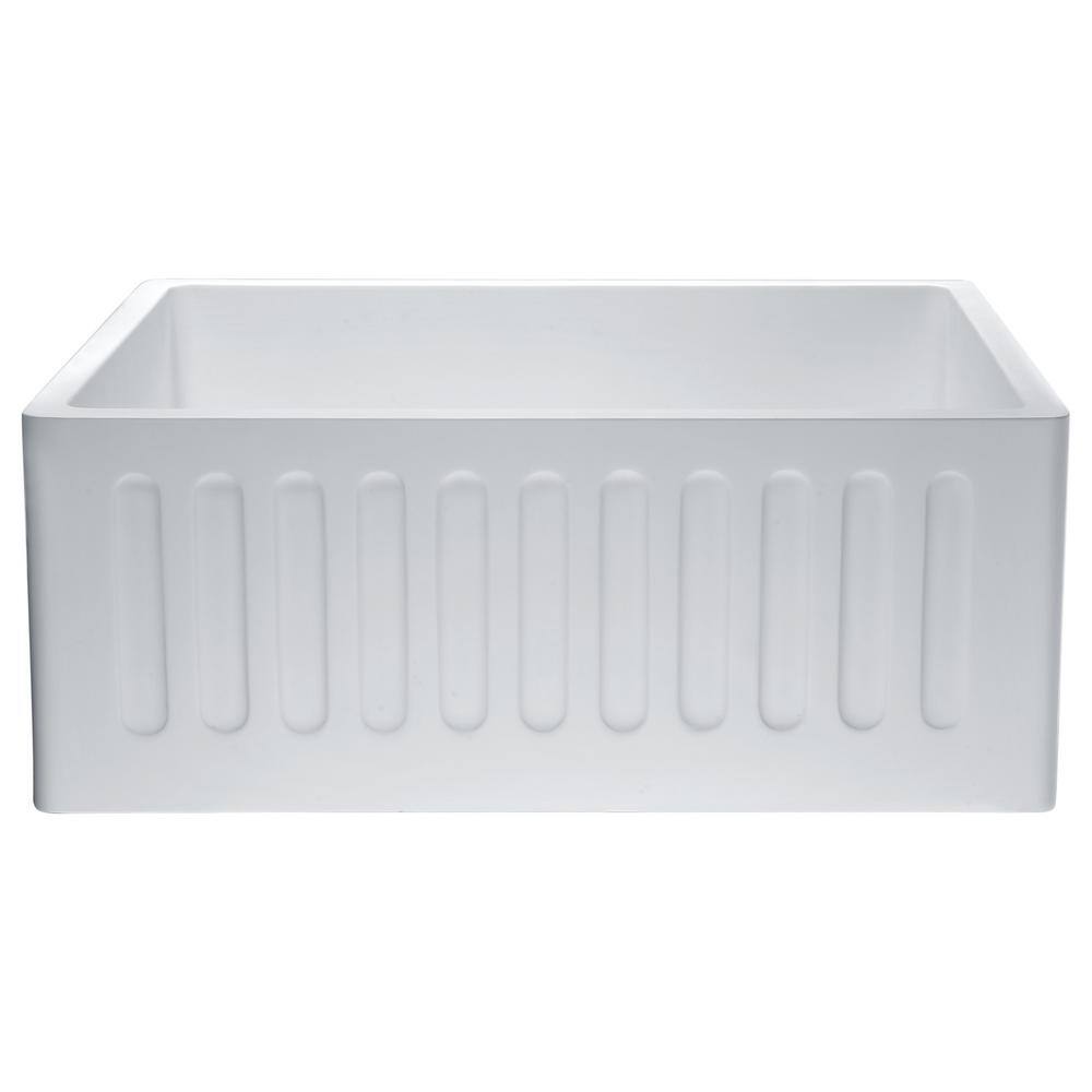 Matte White Stone Farmhouse Single Bowl Kitchen Sink