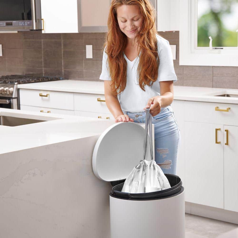 8 Gallon White Drawstring Trash Bags, 200 Count