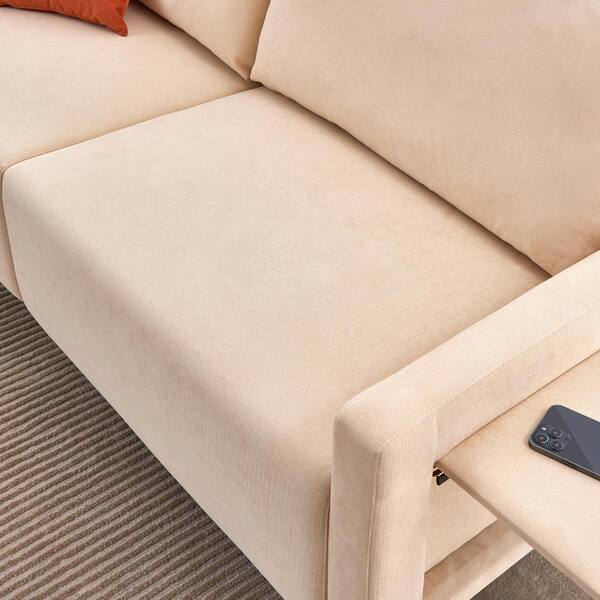 Magic Home 72.8 in. Linen Fabric Modern Loveseat Sofa Furniture