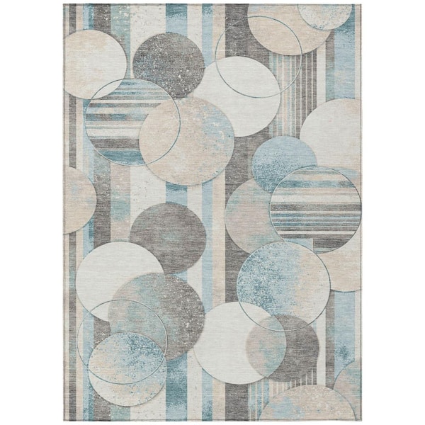 Chantille Machine Washable Indoor/Outdoor Abstract ACN2778 Teal 10 ft. x 14 ft. Area Rug