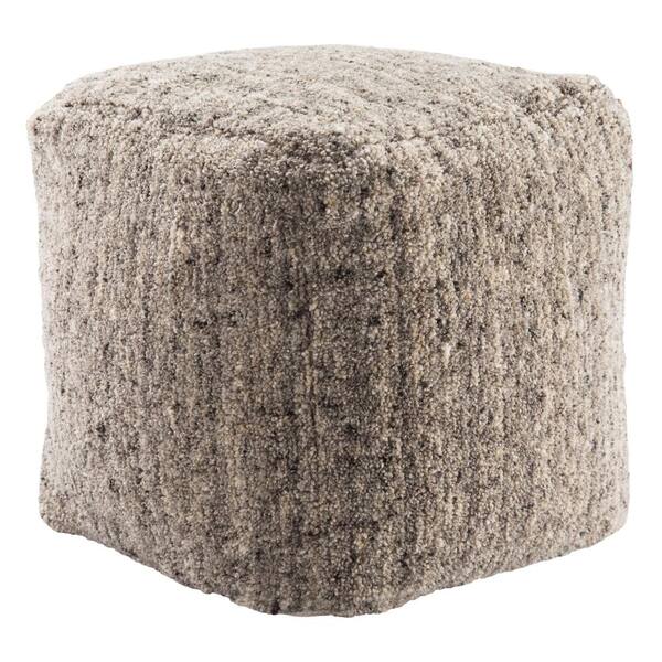 Unbranded Shaelyn Solid Gray/ Beige Cube Pouf