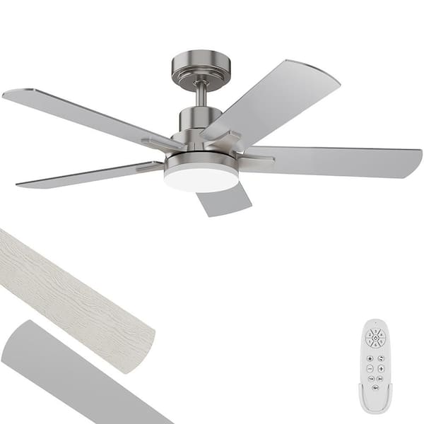 42 in. Indoor Nickel Downrod Mount Standard Ceiling Fan with Integrated LED Light and Remote Control