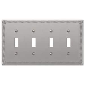 Imperial Bead 4 Gang Toggle Metal Wall Plate - Brushed Nickel